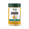 jar of minced onions, pantry essential, home cook, savory, stew, soup, flavor, oniony aroma, flavor, dehydrated, flavor,